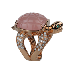 HONU粉红色石英乌龟戒指