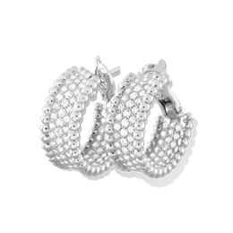 Perlée环形耳环，5排镶钻设计