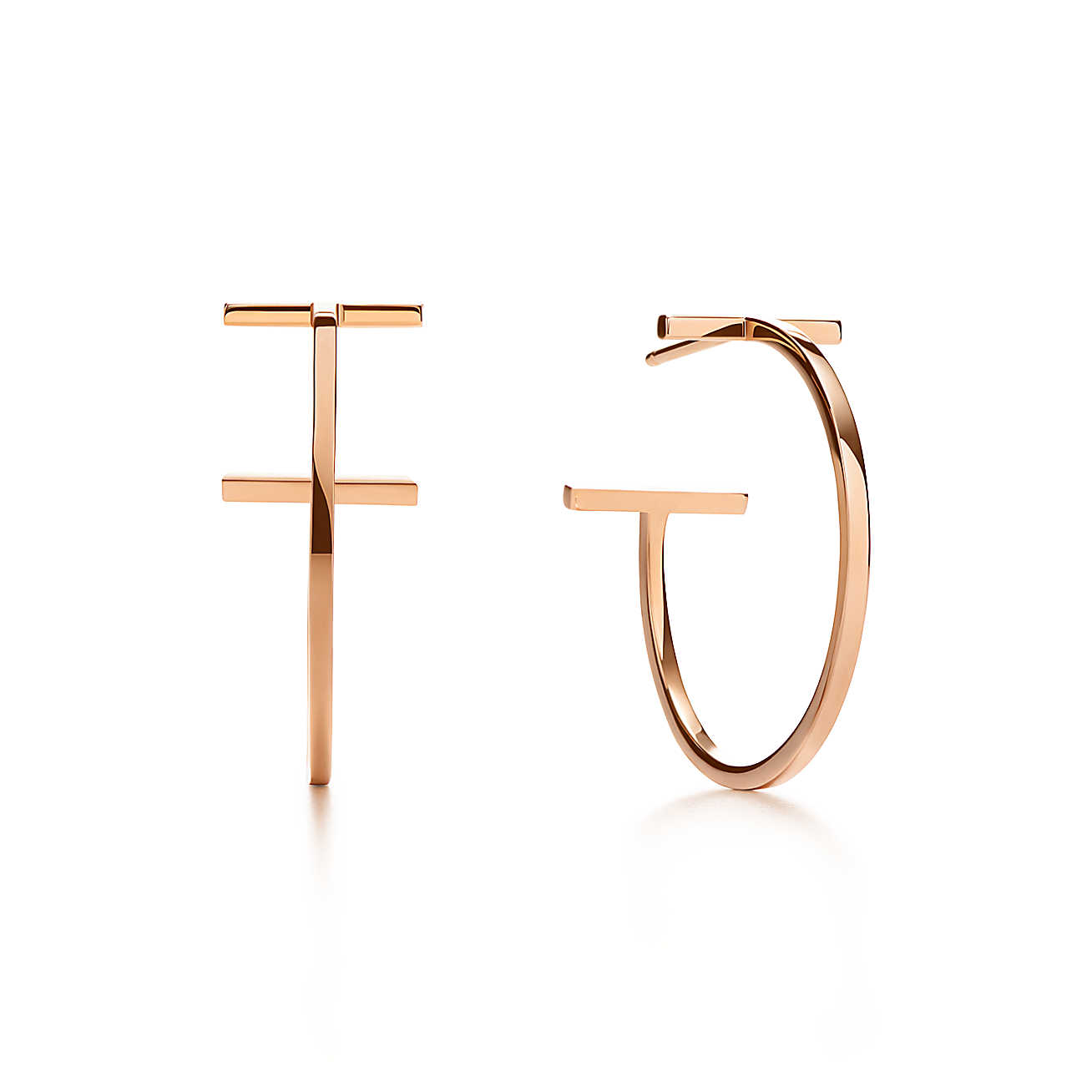 Tiffany T 18K玫瑰金中号线圈耳环