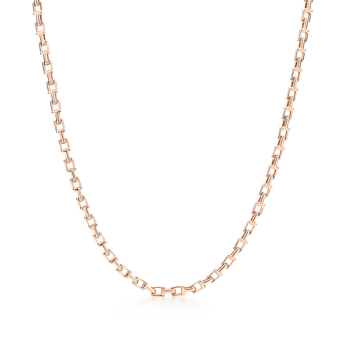 Tiffany T 18K 玫瑰金窄式链结式项链