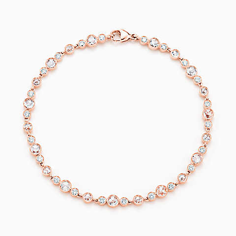 Tiffany Cobblestone 系列 18k 玫瑰金镶钻钻石手链