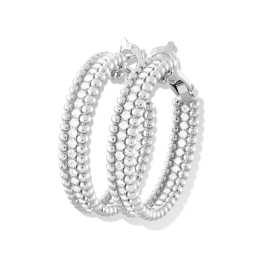 Perlée环形耳环，3排镶钻设计