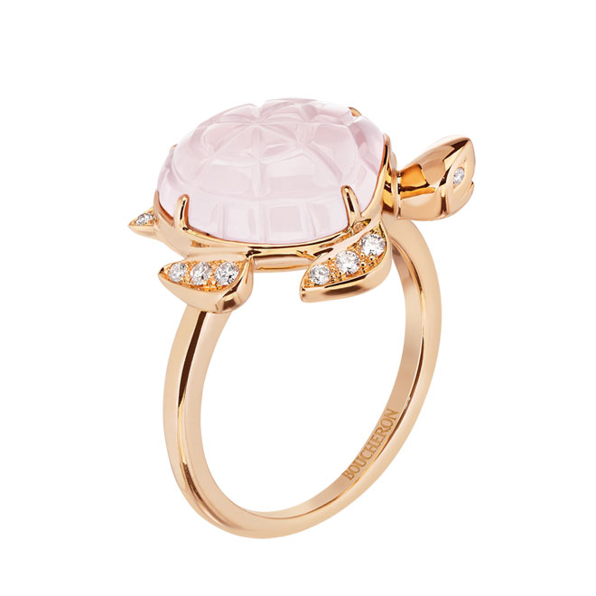 HONU海龟粉红色石英石戒指