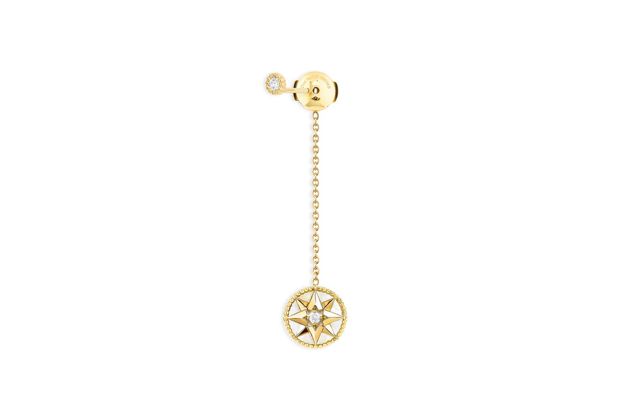 ROSE DES VENTS 750/1000黄金耳环，镶嵌钻石和珍珠母贝