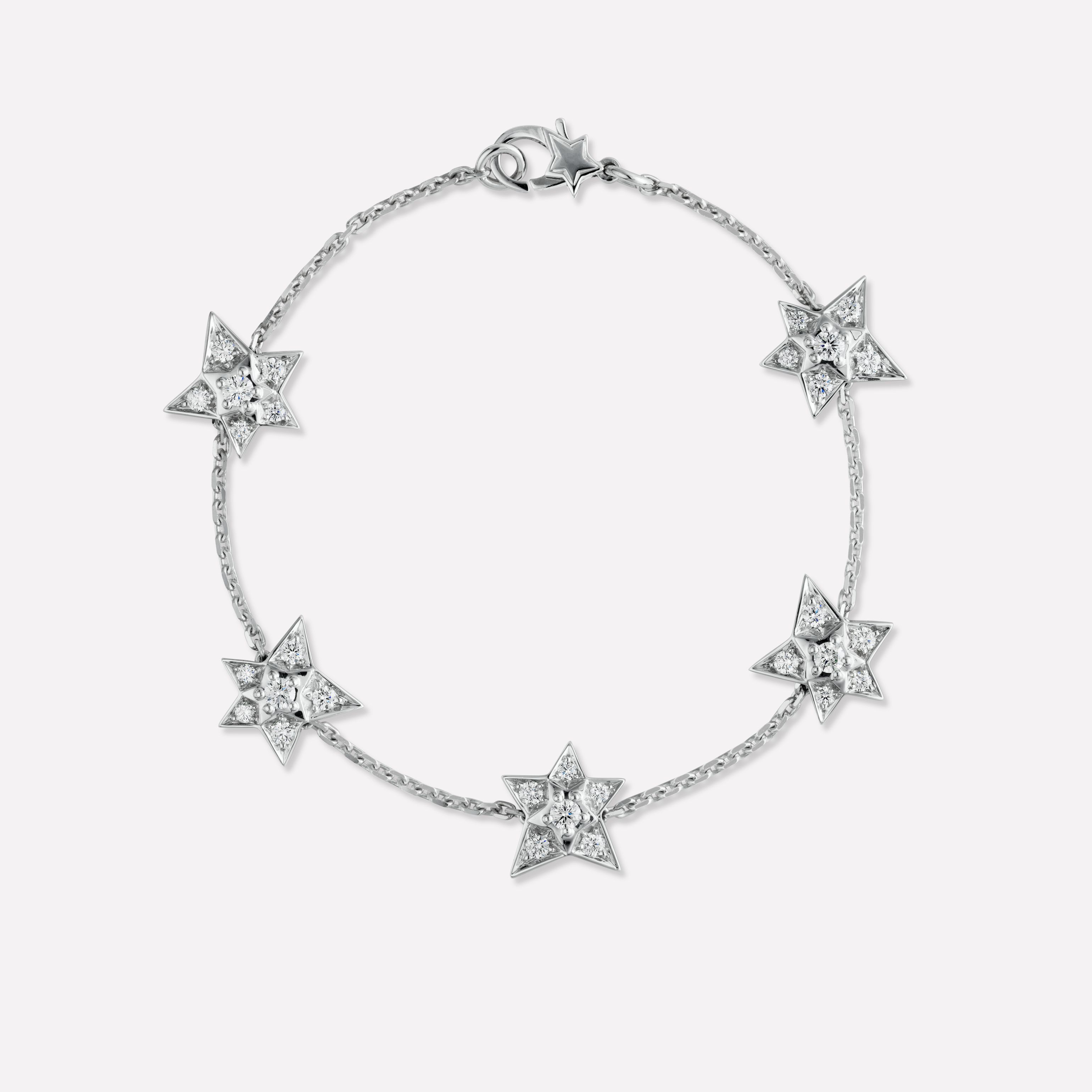 COMÈTE系列手镯 五颗星设计，白18K金，镶嵌钻石