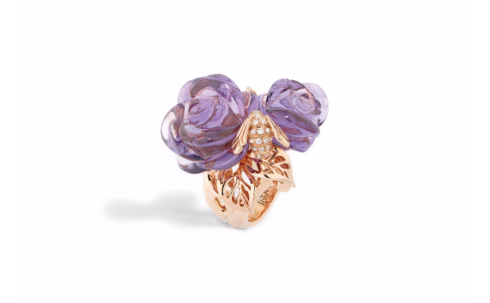 ROSE DIOR PRÉ CATELAN戒指，大号 750/1000玫瑰金和紫水晶