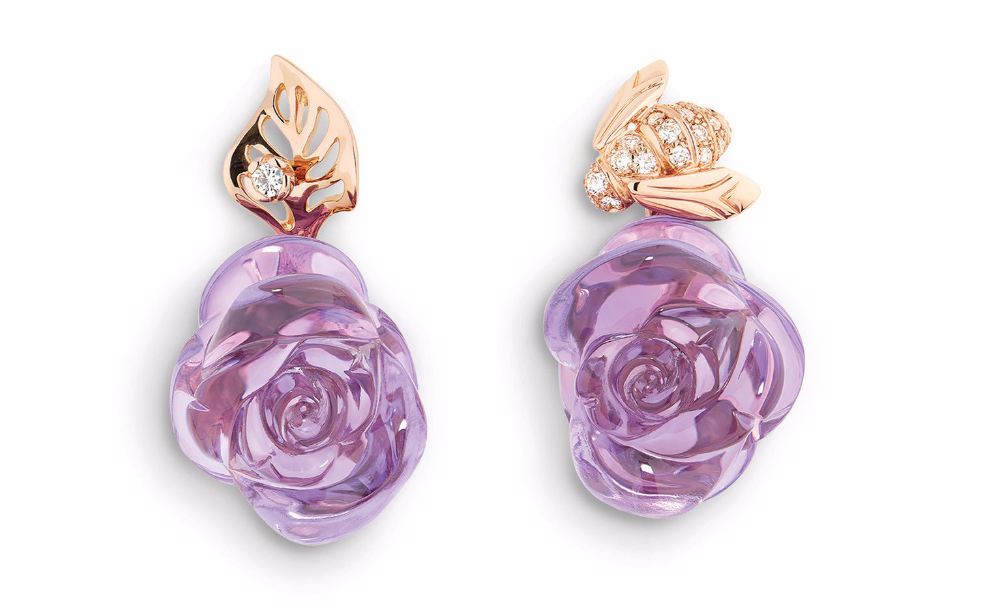 ROSE DIOR PRE CATELAN耳环 750/1000玫瑰金和紫水晶