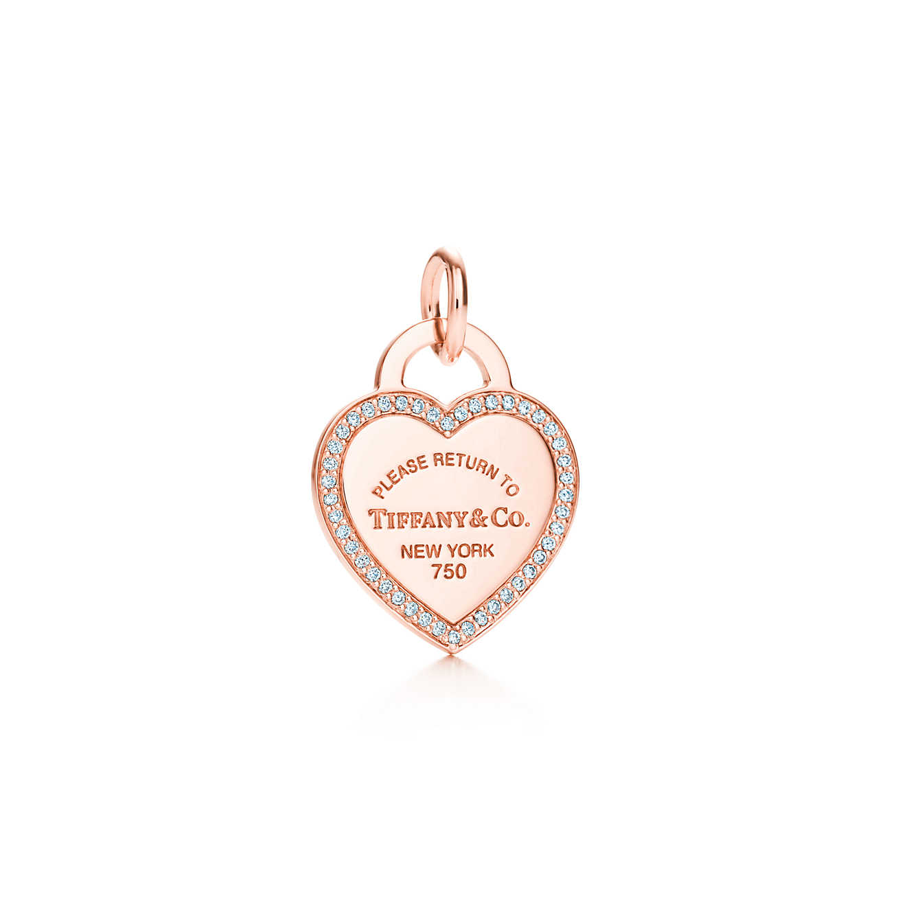 Return to Tiffany™ 系列 18K 玫瑰金镶钻 Heart Tag 吊饰