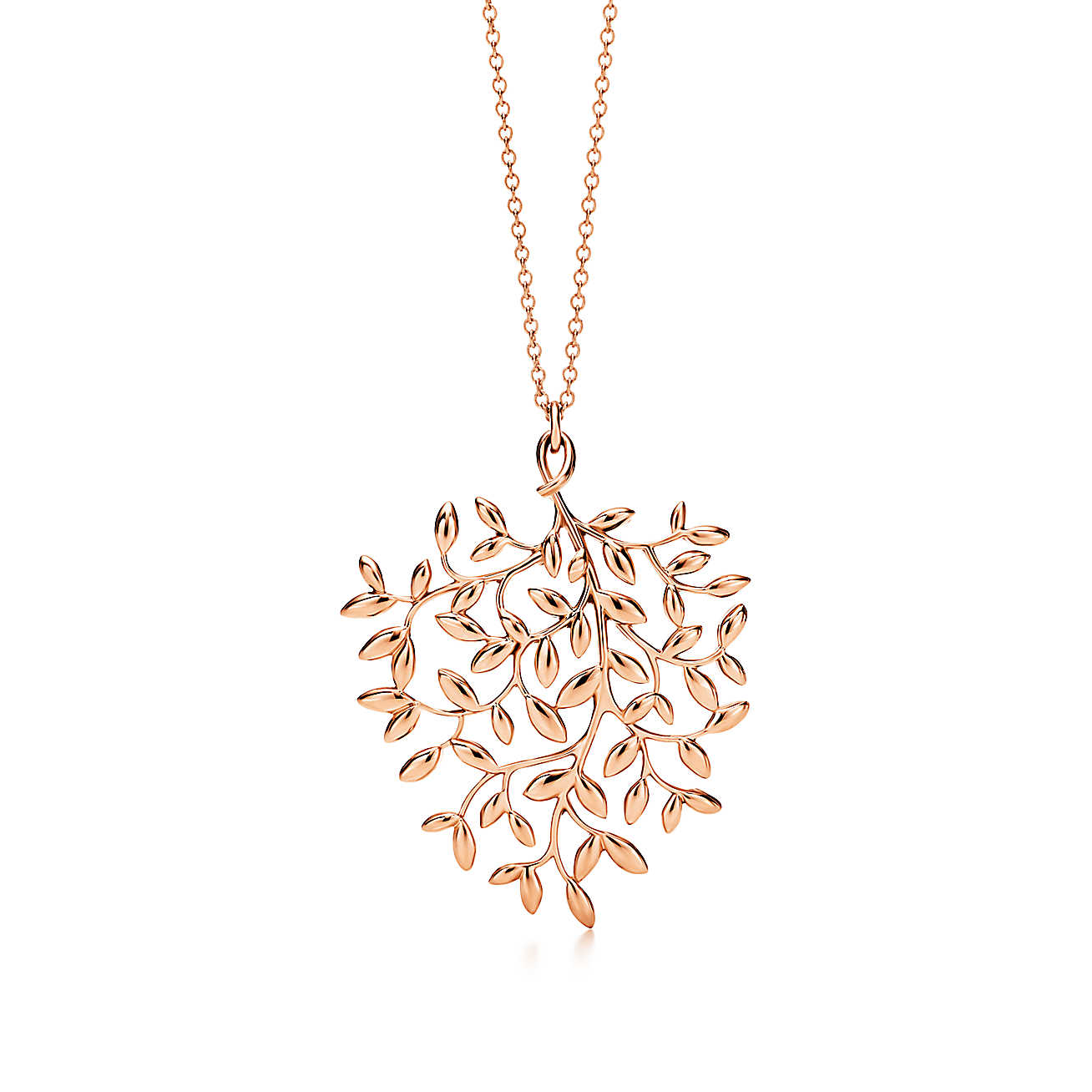 Paloma Picasso™ Olive Leaf 18K 玫瑰金心形吊坠，大号