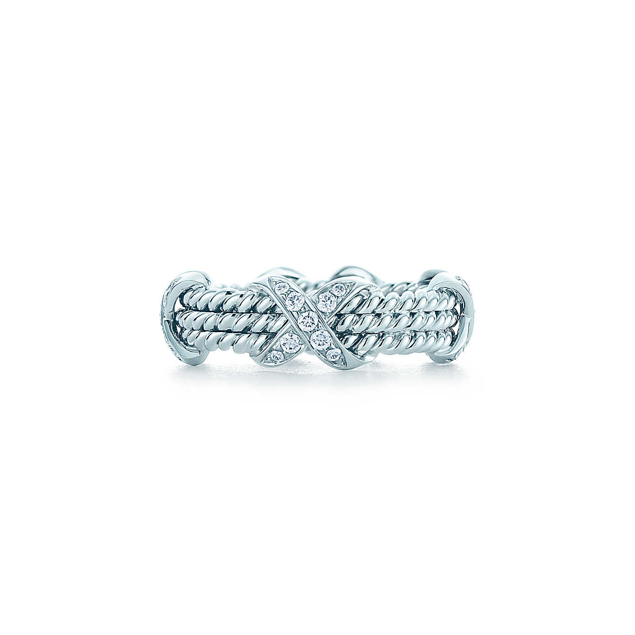 Tiffany & Co. Schlumberger Rope 白金镶钻三匝 X 戒指